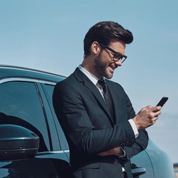 Business Man with Business Car