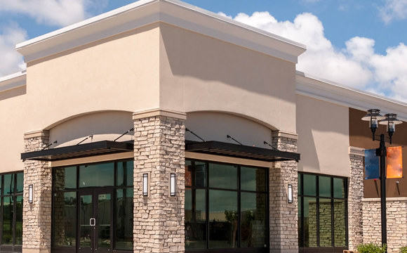 A corner retail space in a new stripmall