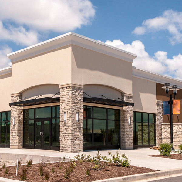 A corner retail space in a new stripmall
