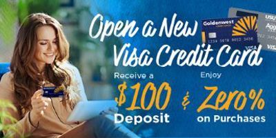$100 deposit and 0% interest credit card promo