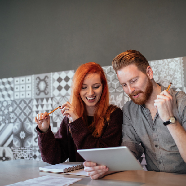 A couple planning their budget
