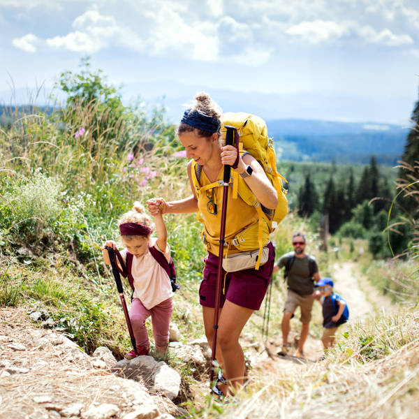 A family hiking together