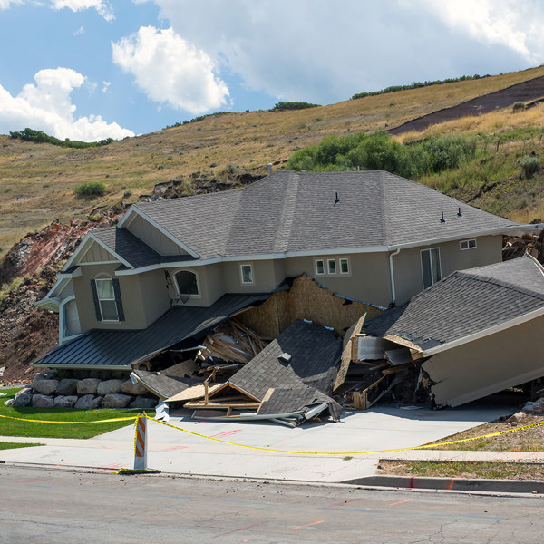 House that has been damaged by a landslide