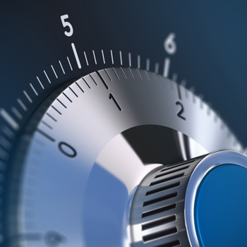 Closeup of a bank safe dial